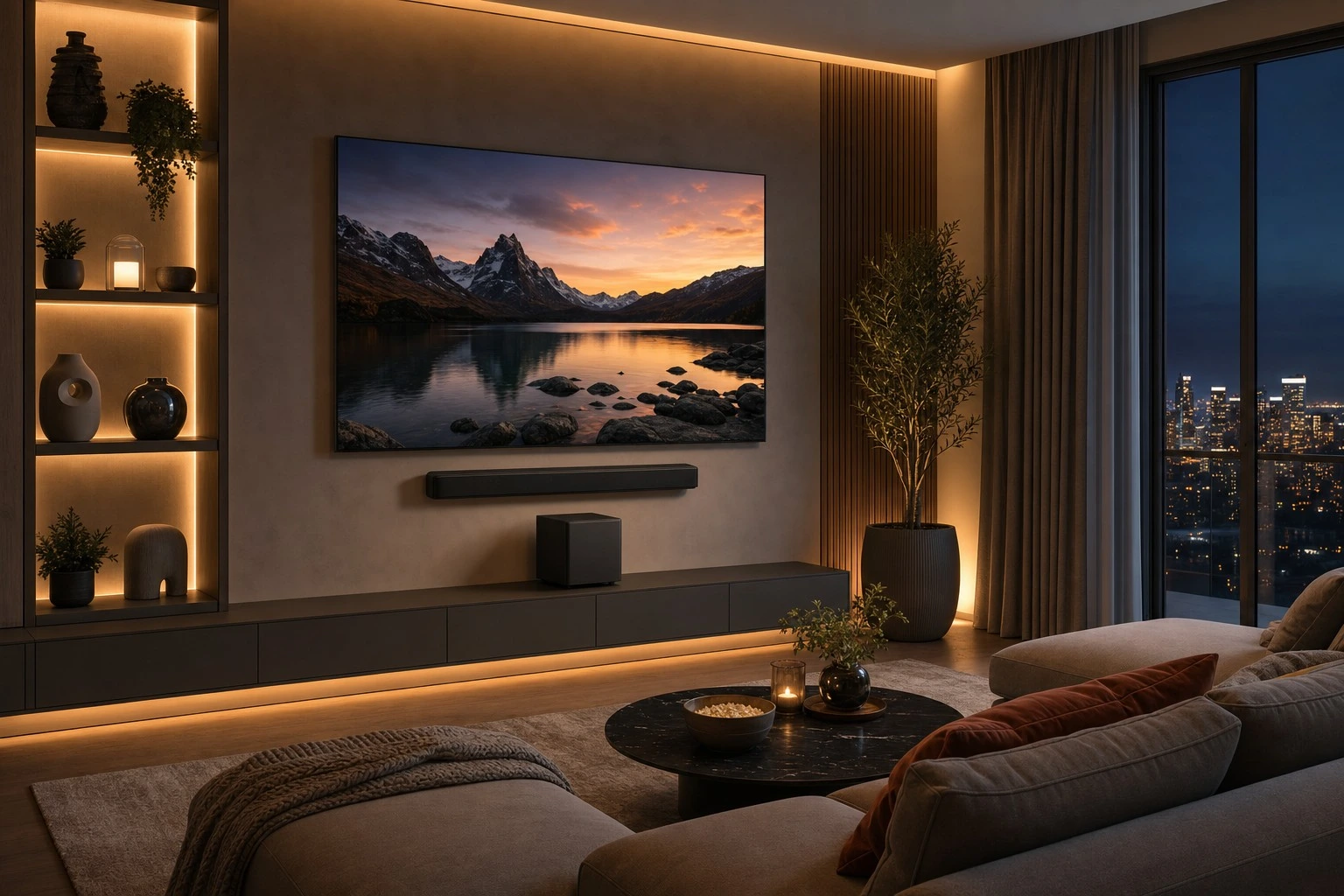 Soundbar sa subwooferom je najbolji odnos cene i kvaliteta za poboljšanje zvuka u dnevnoj sobi — pravi 5.1 sistem zahteva više prostora i kablova.